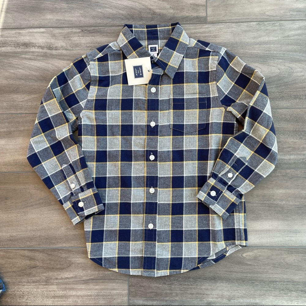 NWT Janie & Jack Plaid Brushed Twill Button Up